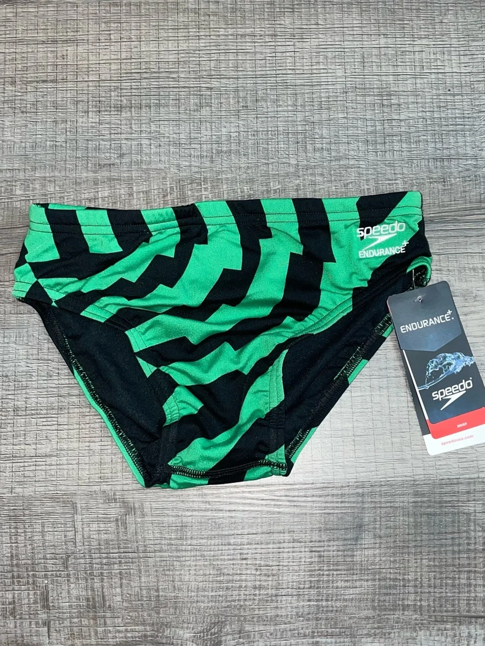 Speedo Men’s/Youth Swim Dive Brief Size 28 Green & Black Endurance NWT